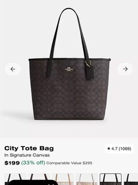 Coach Signature City Tote in Dark Brown and Black